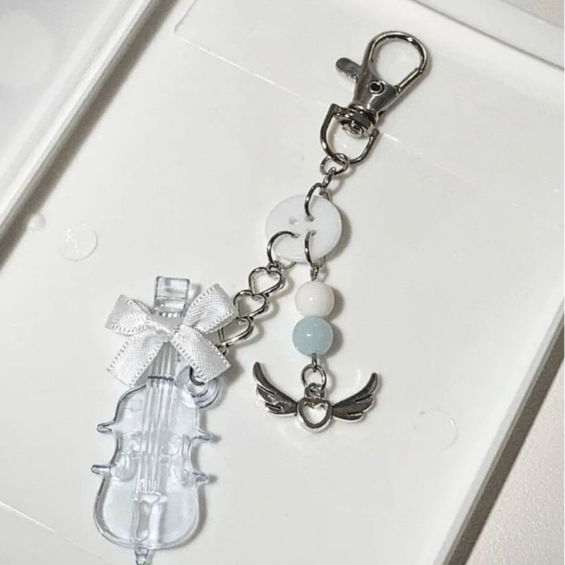 Sladké violoncello bowknot korálky Keychain prívesok móda krásne závesy ozdoby Keyring batoh dekorácie kúzlo šperky