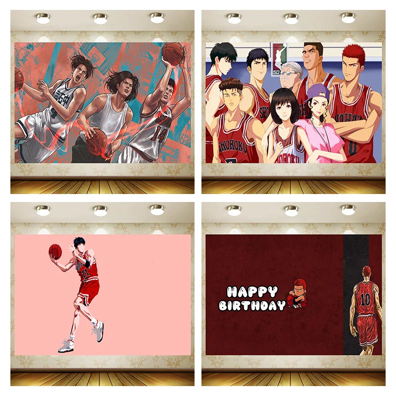 Slam Dunk Sakuragi Rukawa Kaede Hanamichi Narodeninové oslavy Dodávky Cartoon Room Decorácie pozadie Fotografie