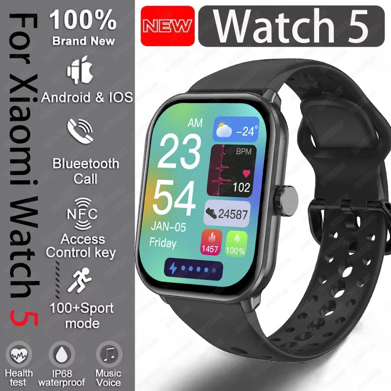 Sledujte 5 inteligentných hodiniek Men HD AMOLED DISPLEET srdcová frekvencia Bluetooth Call GPS sledovanie vodotesných športových inteligentných hodiniek pre ženy pre Xiaomi
