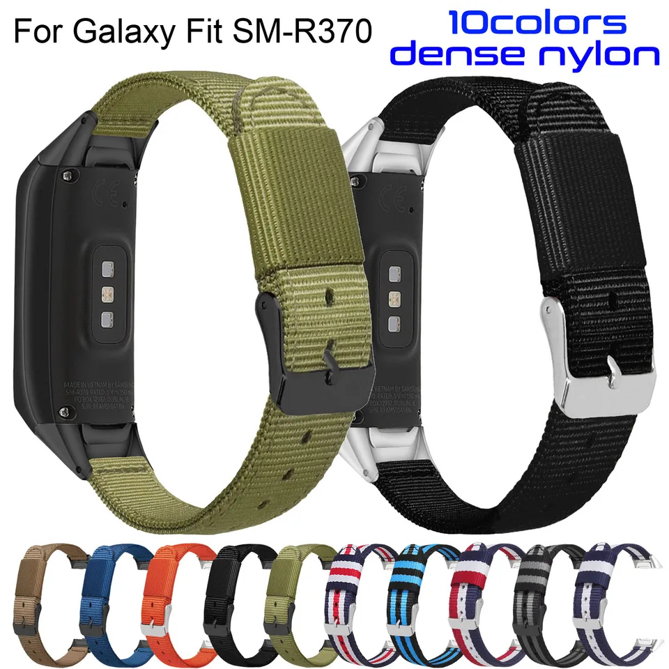 Sledujte kapelu pre Samsung Galaxy Fit SM-R370 Nylon Nahradenie hodiniek remienok plátno náramok náramok s konektormi s konektormi