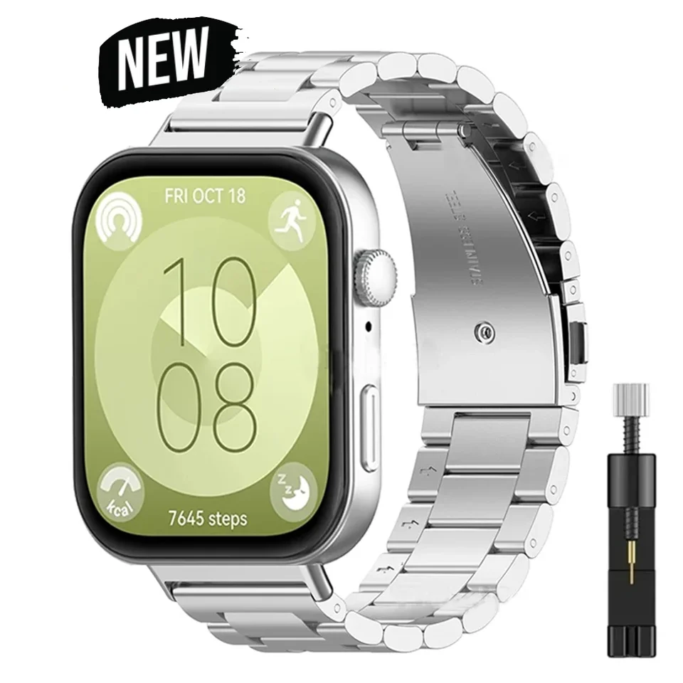 Sledujte popruh pre náramok pre Huawei Watch Fit 3 Smartwatch z nehrdzavejúcej ocele pre Huawei Watch Fit3 Metal Correa Wristband