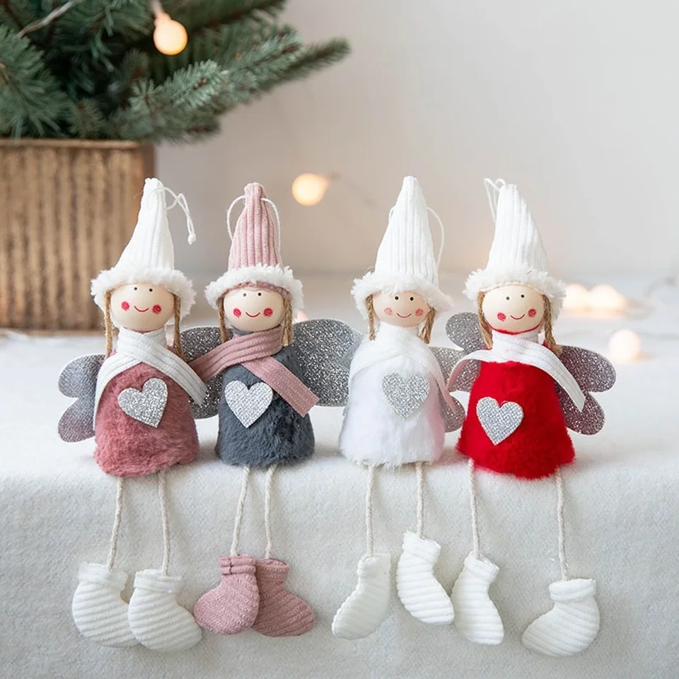 Sleigh Snowman Angel Dolls zavesenie vianočného stromu dekorácia prívesok DIY Drevené okno Ozdobenie Adornos Navidad 2023