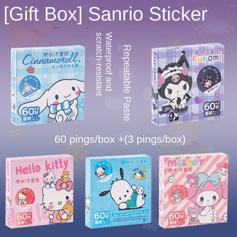 Slepacie nálepky Sanrio Kulomi ručne vyrábané nálepky na účty Ručne vyrábané na účte Darčekový box Pacha Jade Guigou Stickers Cartoon Stickers