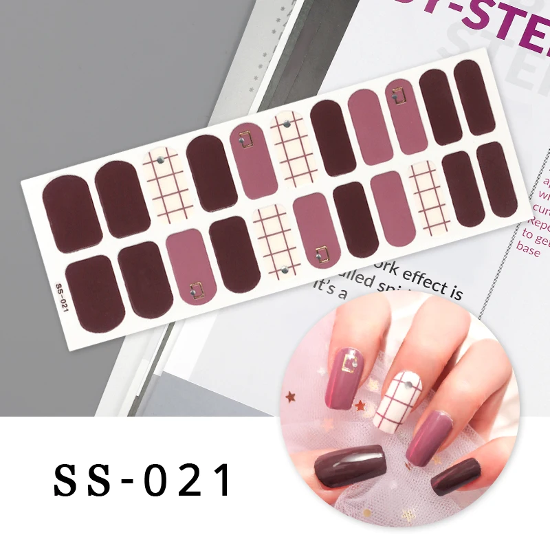 Slepacie nálepky suxc 3D na nechty Full Cover Cover Cap Stickers Self Adhessive Stickers for Nail Art Leskiny manikúrové nálepky pre ženy dievčatá