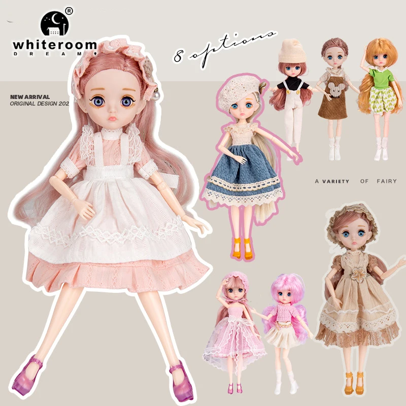 Slim 26cm BJD Doll pre dievča 13 pohyblivé kĺby módne princezné oblečenie doplnky modré oči dekorácie riasy Solid Doll