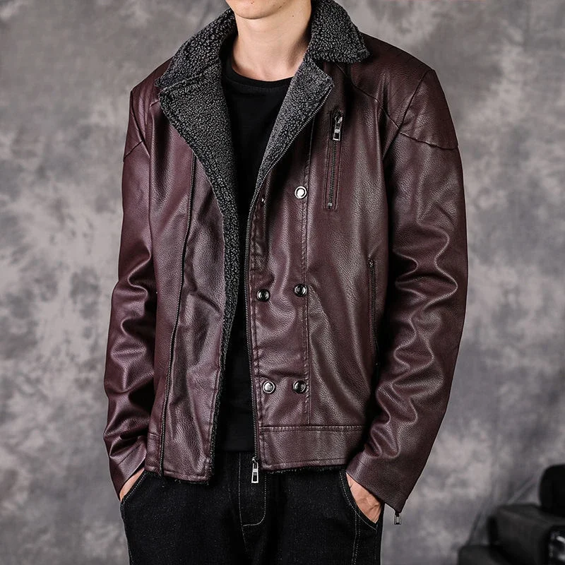 Slim Fit nový v pánskych oblekoch tenký mužský kožený sako Vysoko kvalitný vintage kabát Pekný originálny módny trendy 2024
