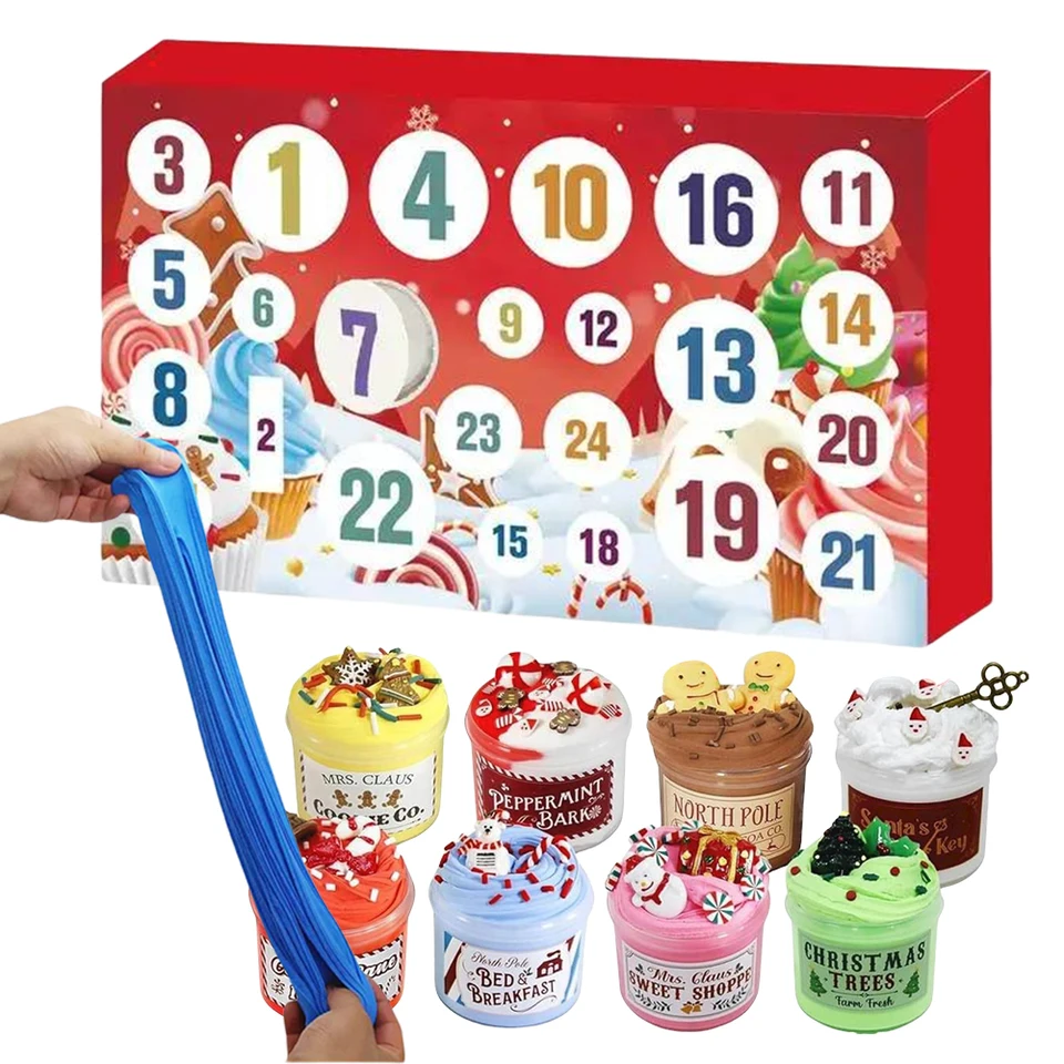 Slime Advent Calendar 2024 Vianočný adventný kalendár DIY Slime Kit Xmas Countdown Calendar Hračky pre dievčatá a chlapci