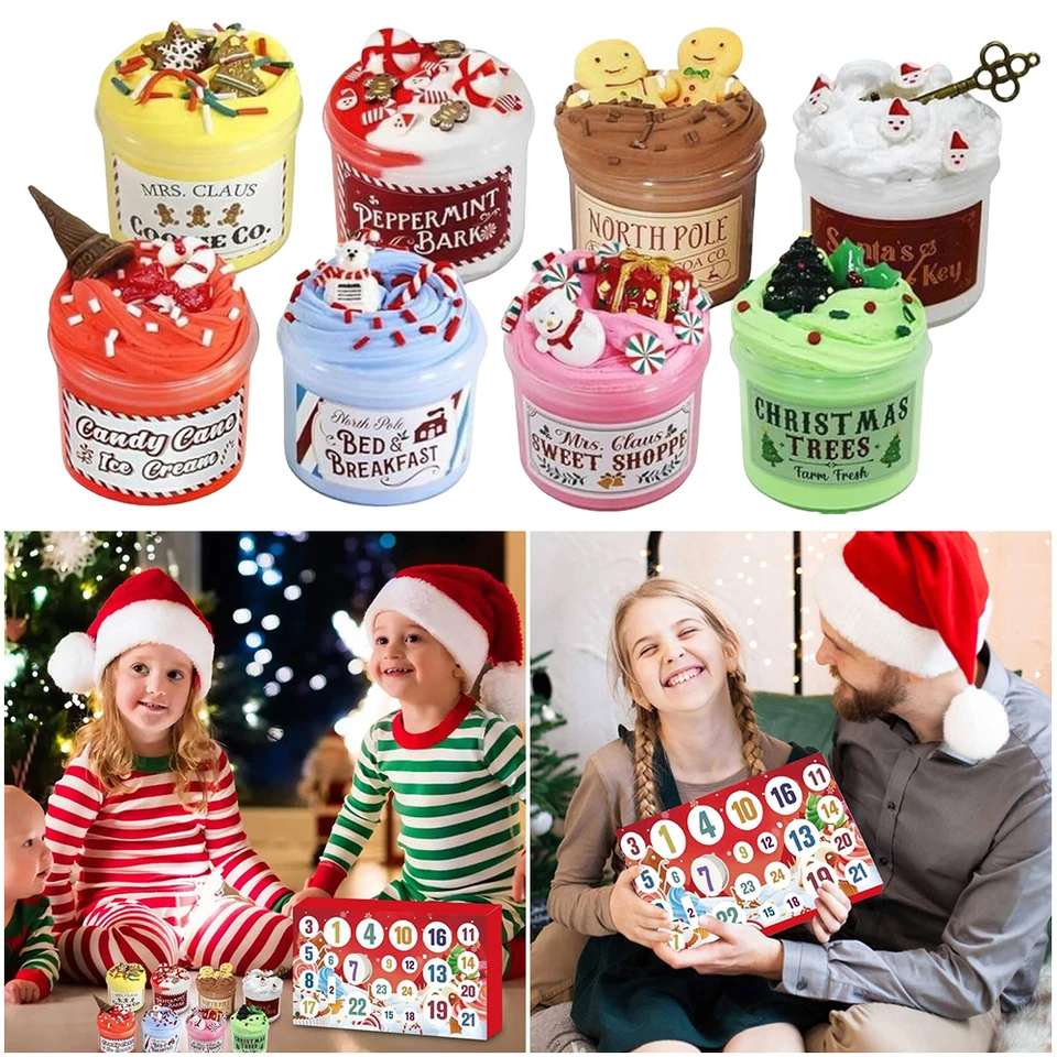 Slime Advent Calendar 2024 Vianočný adventný kalendár domácich majstrov slime výroba súpravy vtipné darčeky hračky pre batoľatá deti dospievajúce dievčatá