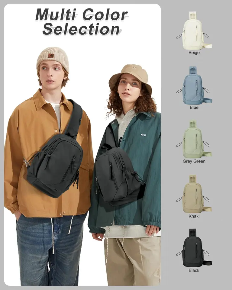 Sling Bag pre mužov, batoh Crossbody Ramer Sling Batoh pre mužov, vrecko na hrudi vonkajšie cestovanie na turistiku Multifunkčný vreckový batoh