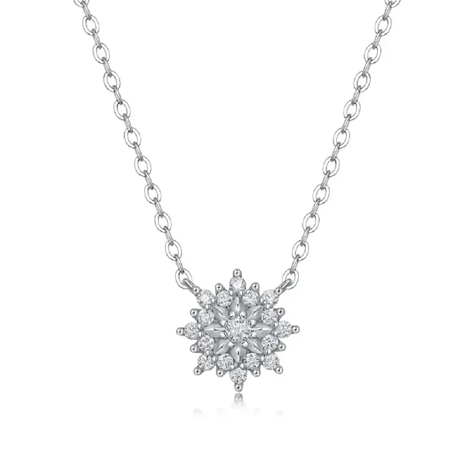 Slnečnica 2 mm Moissanit 925 Sterling Silver náhrdelník s módnym dizajnom Darček Moissanit prívesok Náhrdelník