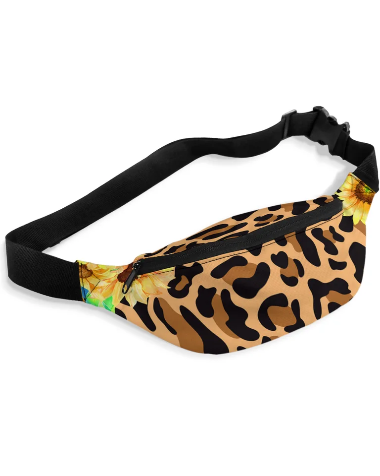 Slnečnica Leopard Texture Balíky Balíky ramená unisex Messenger Bag Cast Fashion Fanny Balíka pre ženy