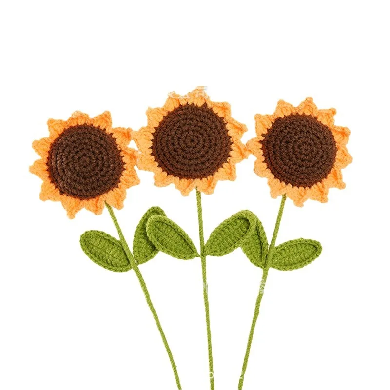 Slnečnice Handcrochet Wool Flowers Falošné kytice pletenie domácich majstrov darček s dovolenkami Darček Domovod