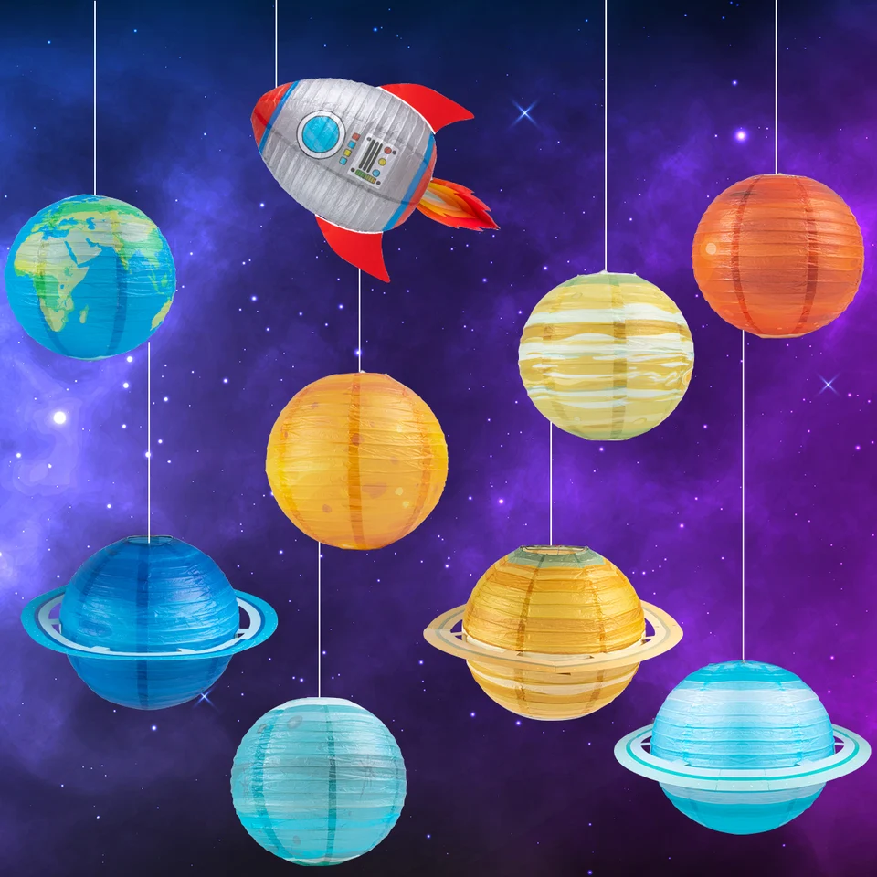 Slnečná sústava osem planét papierové lampášky skladacie zavesenie galaxie lampár vesmírny priestor téma lampánka detská narodeninová oslava dekor
