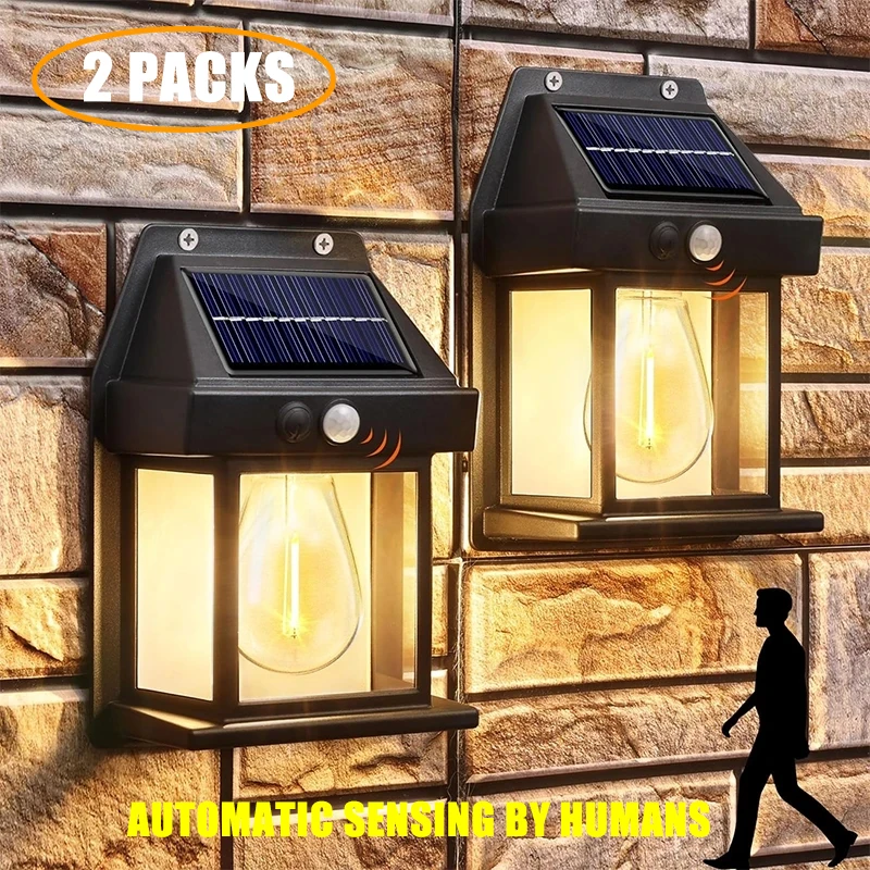 Slnečná volfrámová nočná lampa Intelligent Senzor pohybu nástenná lampa 3 osvetľovacie režimy vodotesné nádvorie záhradné dekorácia lucerny