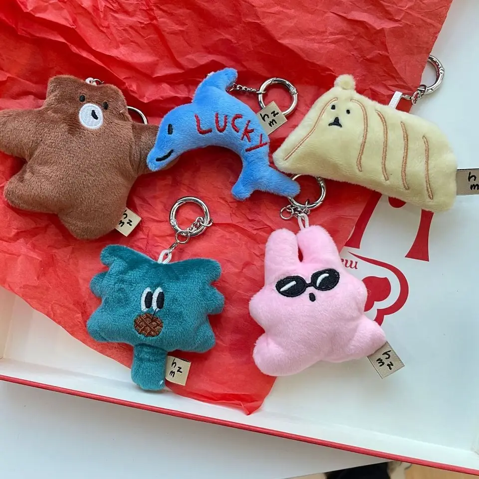 Slnečné okuliare Rabbit Funny Animal Key Chain Módna karikatúra objatie Bear delfin prívesok hračky Hračky plyšová bábika Keychain narodeniny darček