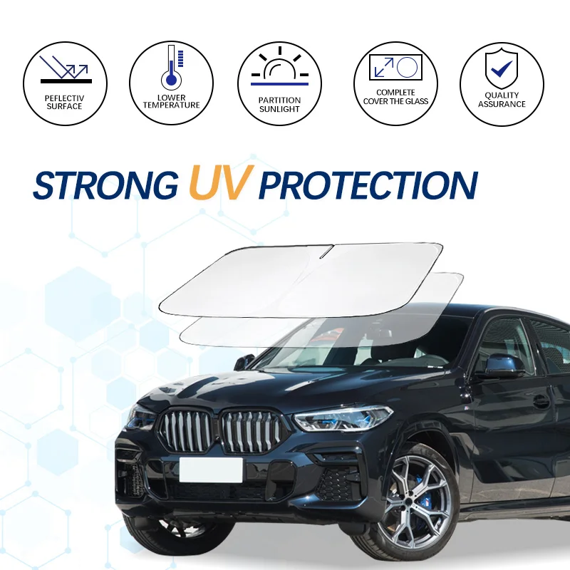 Slnečný tieň čelného skla pre BMW X6 G06 F16 E72 E71 Sunshade Sun Sun Visor Protector Skladacie bloky UV lúče Udržujte vaše auto chladič