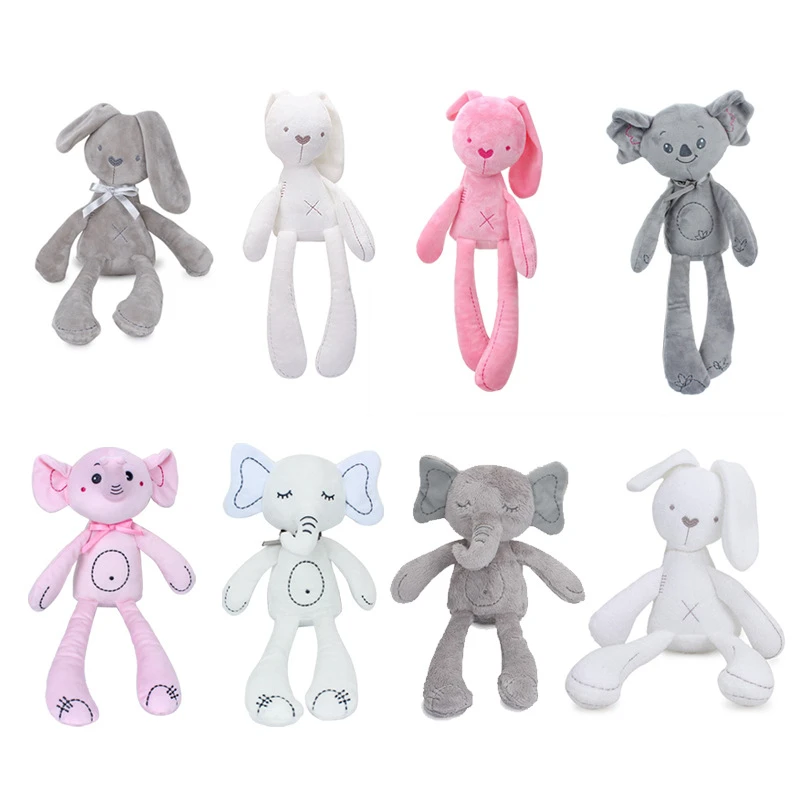 Slonové zvieracie hračky Kojenec 0-12 Mesiac zavesenie prsteňa spiace hračky Bunny Bear králičie posteľ kočík plyšový plyšový upokojenie bábiky pram игрушки