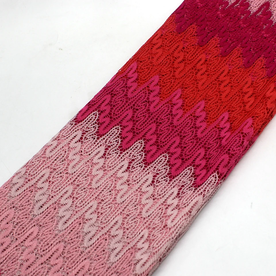 Slová čipka textílií 1 meter pletacia vlna pruhovaný Zig zag -lace ružová háčkovaná tkanina DIY módna handrička 150 cm/115 g/dvor