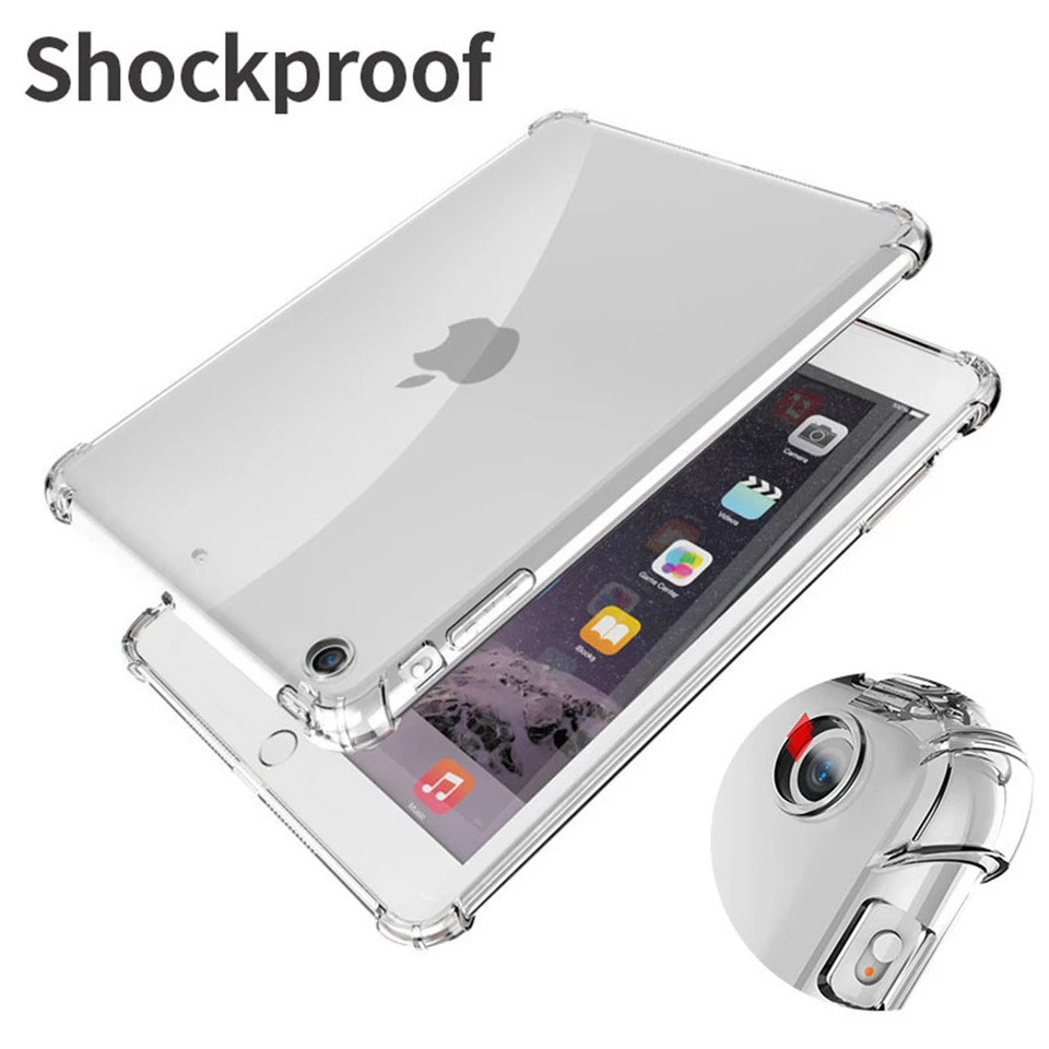 Slukovo odolný silikónový puzdro pre Apple iPad 9.7 10.2 10.9 2th 3. 4. 5. 6. 7. 8. 9. 10. generácia Flexibilný priehľadný obal