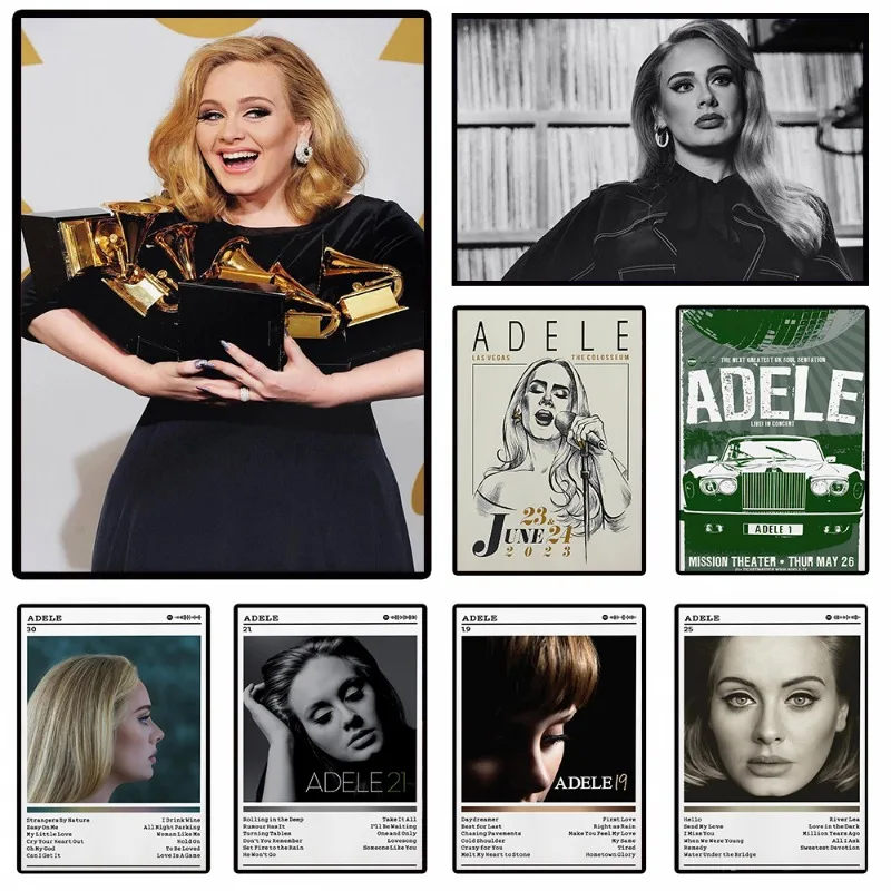 Slávny spevák Adele Photo Music Album Cover Plagáty a výtlačky plátno tlačiareň