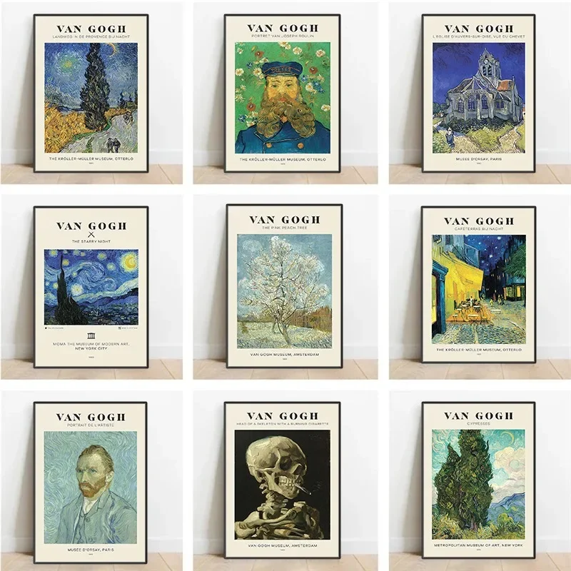 Slávny umelec Van Gogh Plagát v polovici storočia The Starry Night Canvas Painting Wall Art Museum výstava obývacia izba Domáca výzdoba