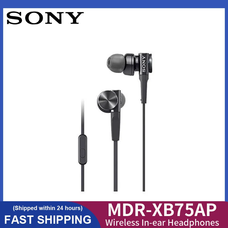 Slúchadlá Sony, basový model MDR-XB75AP: Typ kanála s diaľkovým ovládaním a mikrofónom, Black MDR-XB75AP