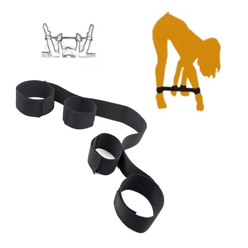 SM BDSM Bondage Gear Sexo Dospelé hračky Strapon erotické čierne nylonové ruky Handscuff členky Zemky Ženy muži
