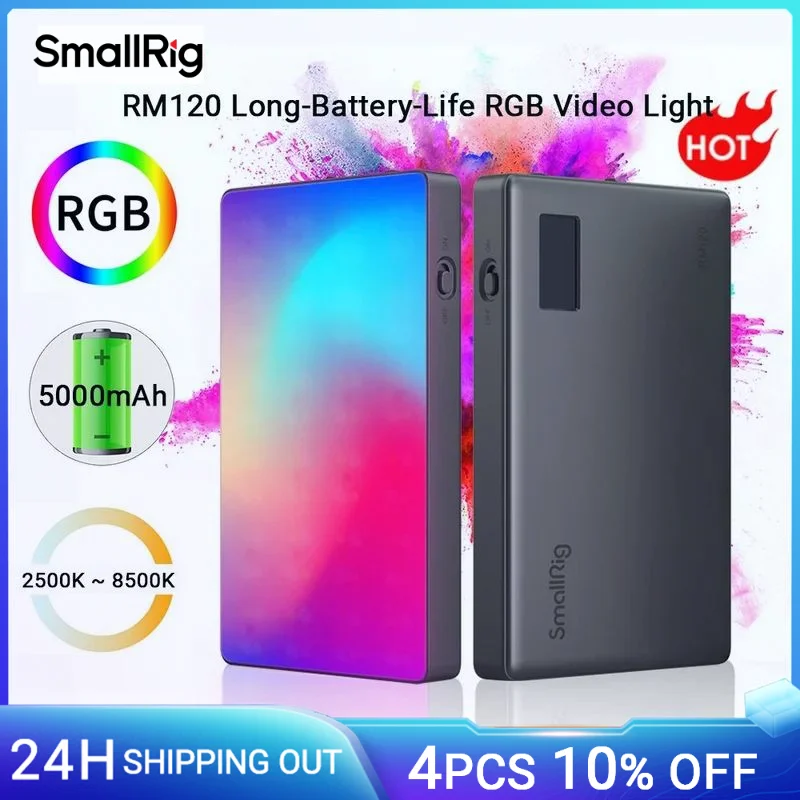 SmallRig RM120 RGB Video Light Prenosný na fotoaparáte Light Long Battery Profesionálne farebné svetlo pre Tiktok Photography