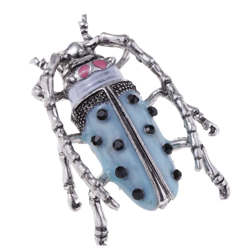 Smalt Bug longicorn hmyz brošňový kolík s čiernym odznakom ornamentu kamienka