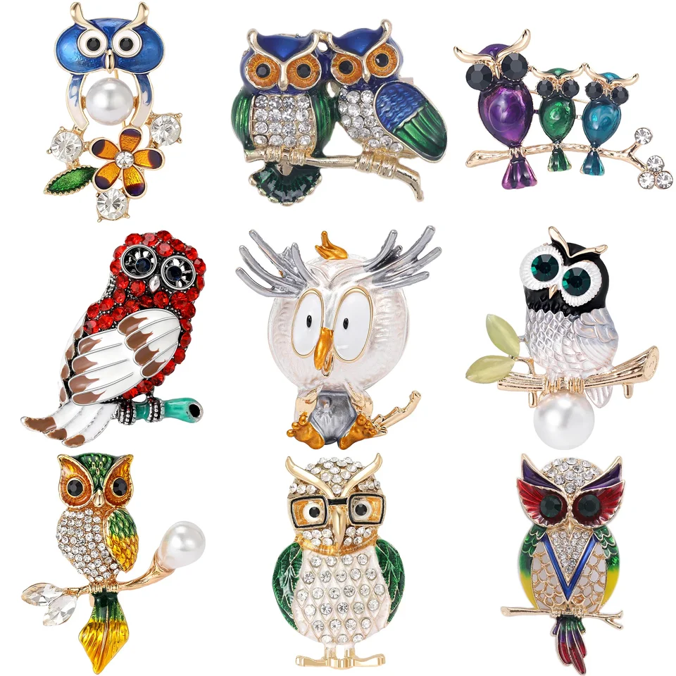Smalta sovy PIN pre ženy unisex kamienok Eagle Eagle Brošes vtáky klopa Pins Office Party Priateľ darčeky šperky doplnky