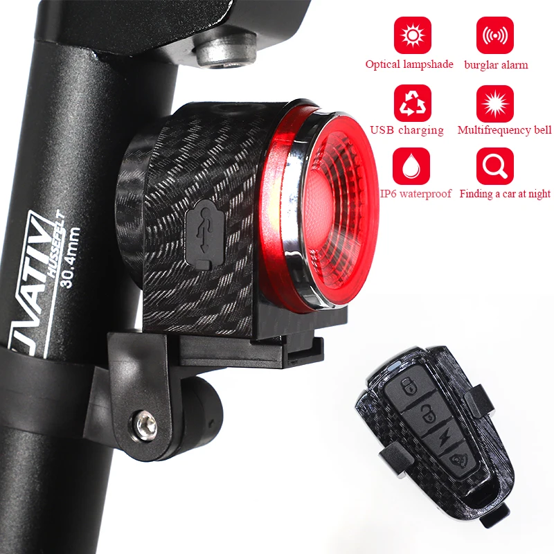 Smart Bicycle Tail Light Multifunkcia proti krádeži alarmu zadnej zadnej zadnej zadnej časti typu 1