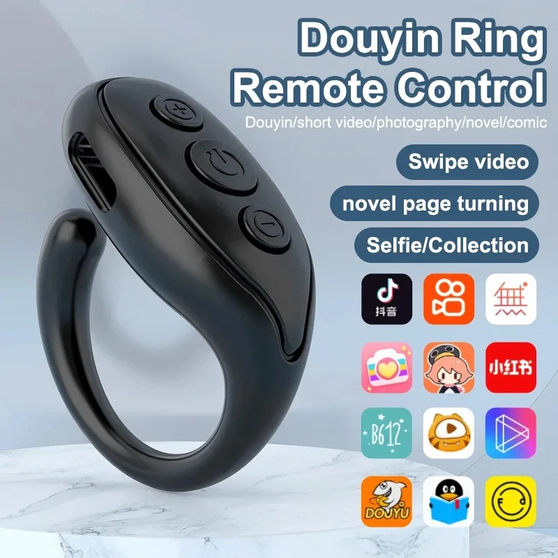 Smart Bluetooth kompatibilný V5.3 Ring Controller Prenosný selfie video ovládač Automatické prezeranie stránky Turner Prehliadanie pre mobilný telefón