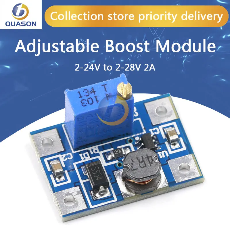 Smart Electronics DC-DC SX1308 SPÔSOBITA Nastaviteľný výkonový modul Krok UP Boost Converter 2-24V až 2-28V 2A