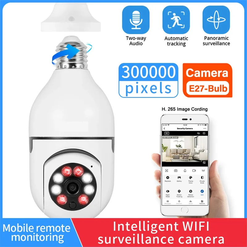 SMART HOME 2.4G E27 BULB WIFI Sledovanie kamery HD Night Security Dohľad
