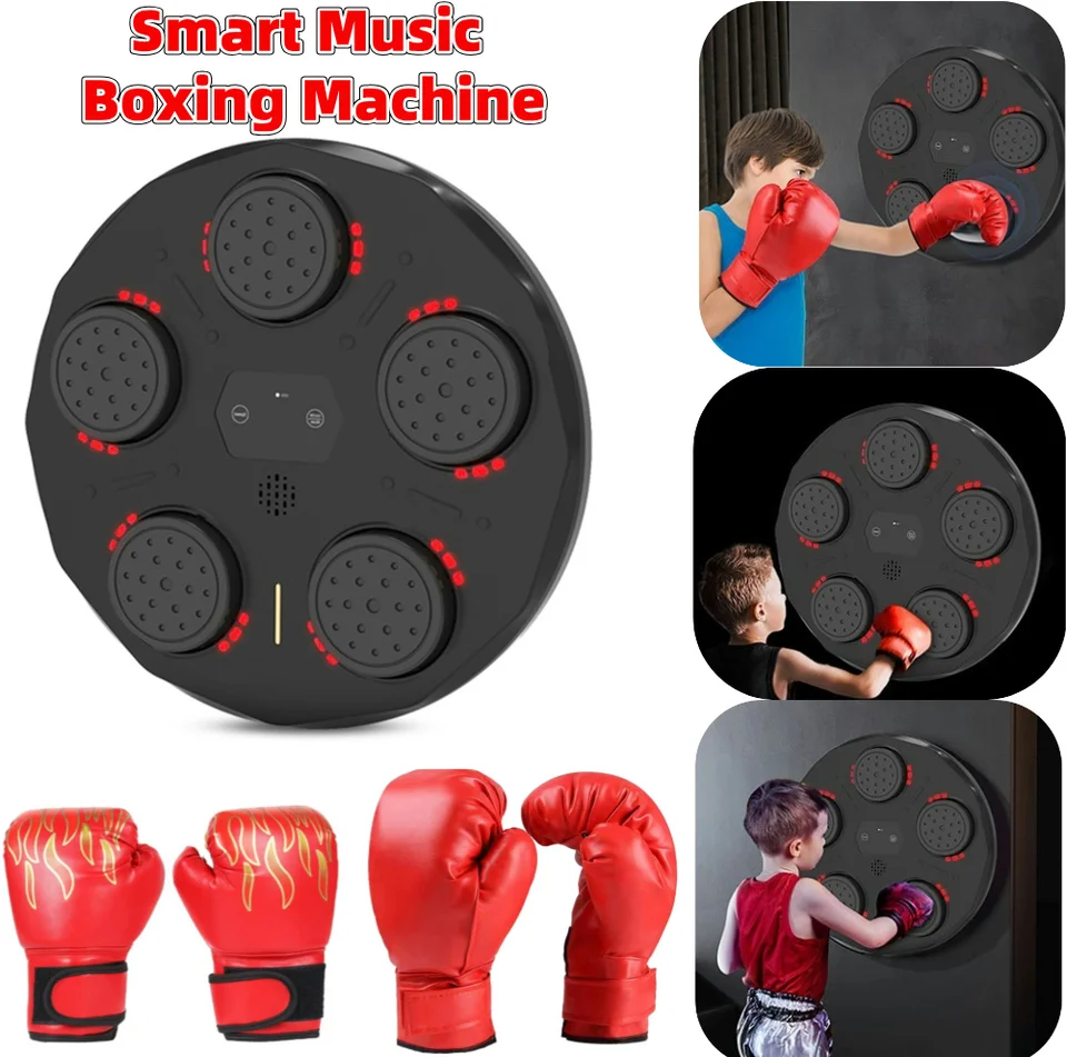 Smart Music Boxing Stroj s boxerskými rukavicami nástenné dierovacie trénera pre dospelých Kid Bluetooth kompatibilných boxerských zariadení