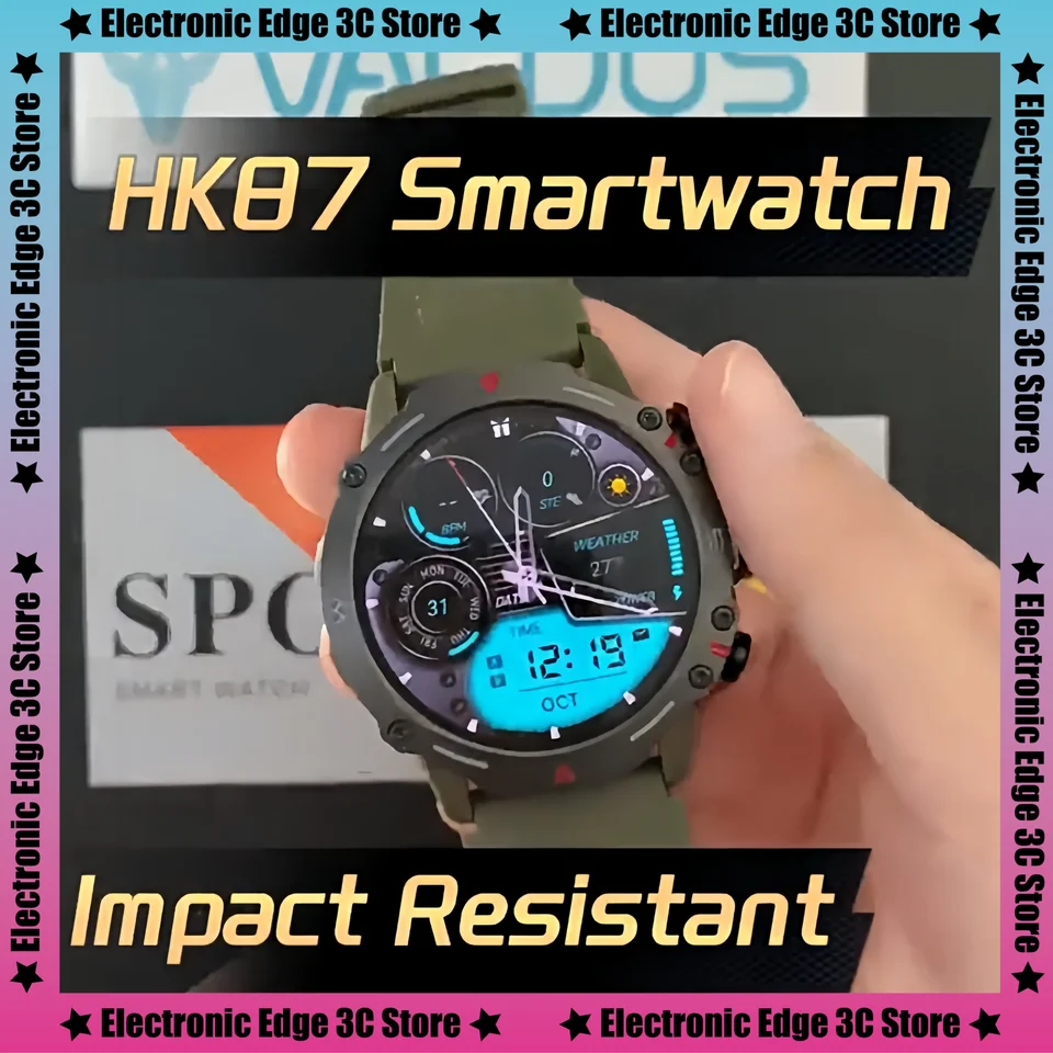 Smart Watch HK87 Rugged muži Health Check Seckon outdoor Sport Smartwatch AMOLED obrazovky Bluetooth Call AI Voice 410 mAh fitness tracker