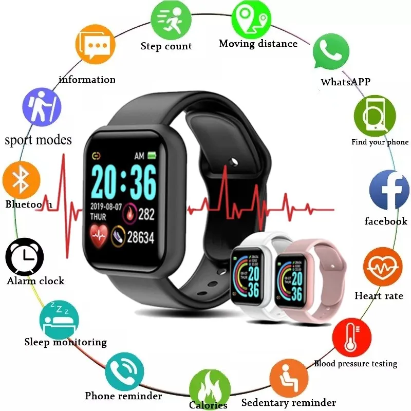 Smart Watch Men Ženy srdcový frekvencia Monitor Monitor Fitness Tracker Smartwatch Náramok pre Android a iOS Digital Reloj