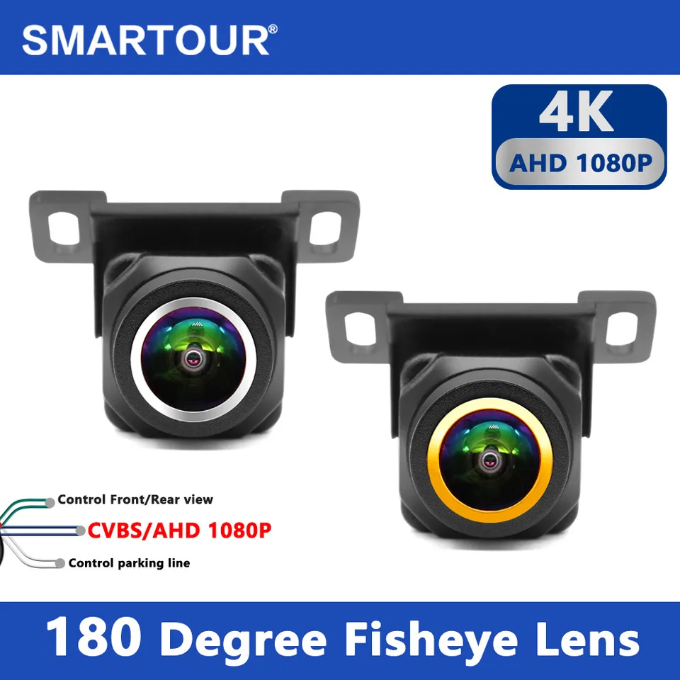 Smartour Car View Camera Fotoaparát 180 stupňov strieborná rybárska nočná vízia 4K AHD 1920*1080p CVBS NTSC Universal záložná parkovacia kamera