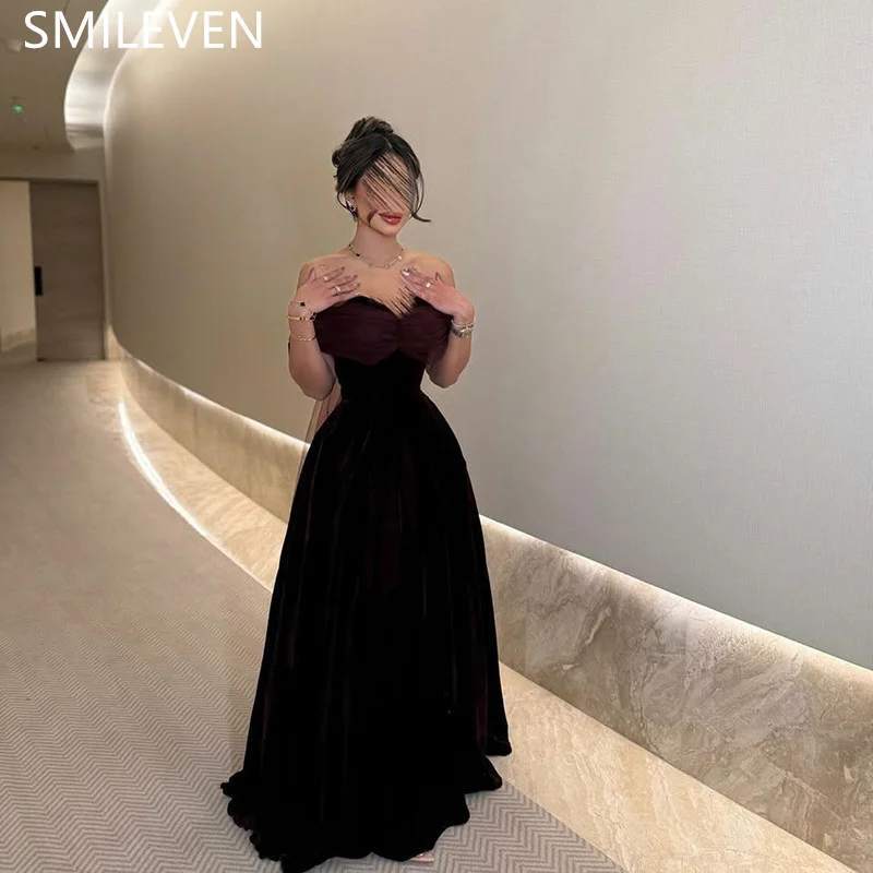 Smileven Sexy Off rameno A-line večerné šaty zlatíčko plesové šaty bez rukávov Formálne párty šaty narodeninové darček prispôsobené