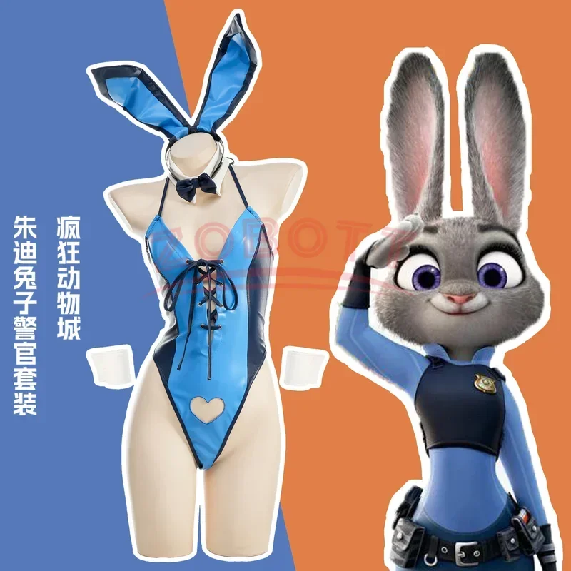 SN66 Anime Judy Hopps Cosplay kostým dievča Láska dutina kožená halter Rabbit Rabbit Uniform Outfit Roleplay Underwear Setw & m
