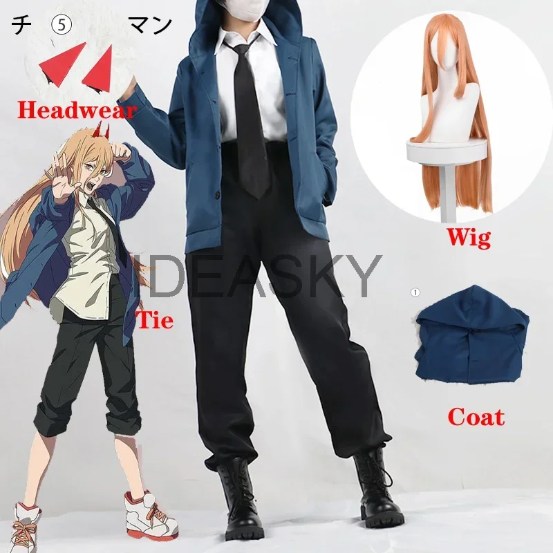 SN66 Power Cosplay Chainsawman Parochňa a rohové bundy Pants CSM Shoes Chainsaw Man Hammer Coat Cast