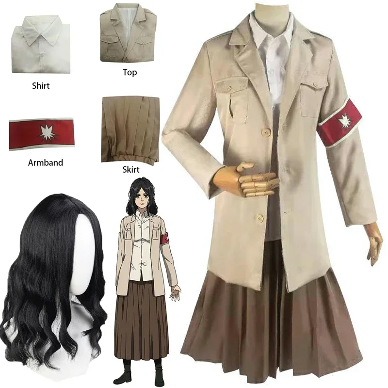SN88 Útok Shingeki no Kyojin Aot Pieck Finger Cosplay Costumelong Black Parochne Uniforma sukne oblečenie Halloween Carnival Suit%#2@