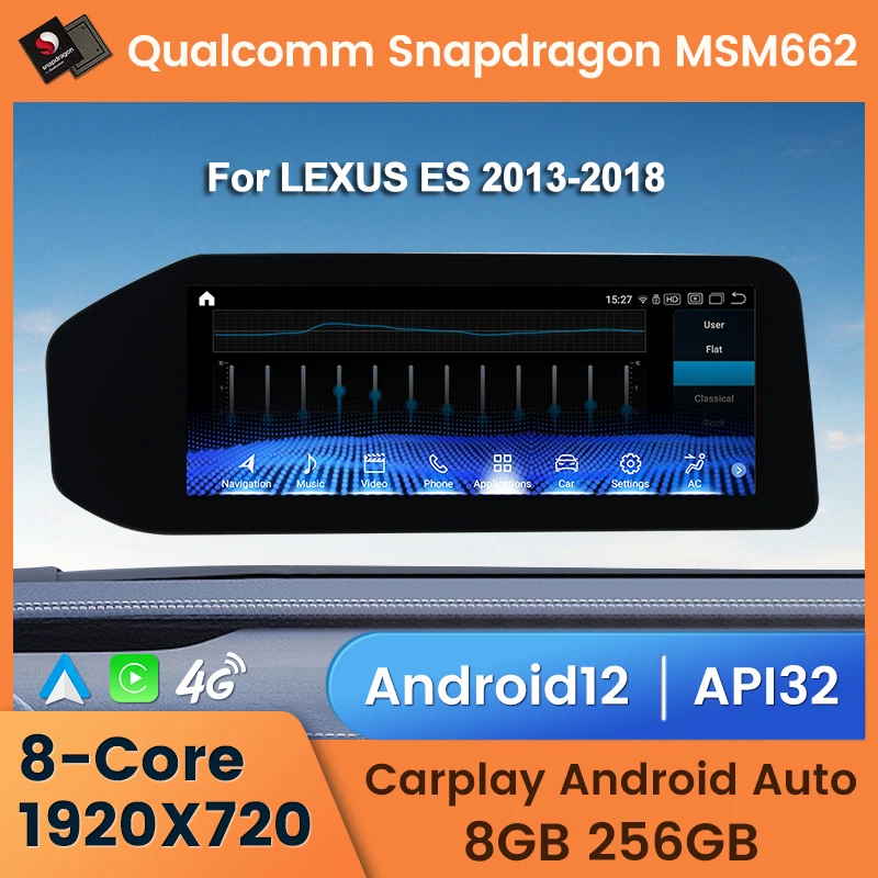 Snapdragon 662 CAR RADIO 8 CORE pre Lexus ES ES300 ES250 ES350 ES300 2012-2018 Android 12 Navigation GPS Multimedia Video Player