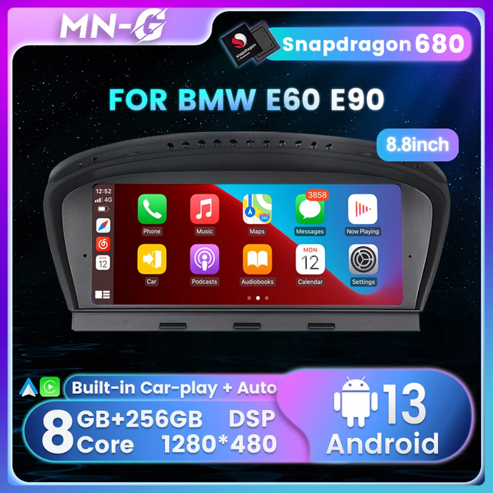 Snapdragon 680 Android všetko v jednom pre BMW 5 Series BMW E60 E61 E63 E64 BMW E90 E91 E92 E93 Autoradio Multimedia Player Carplay