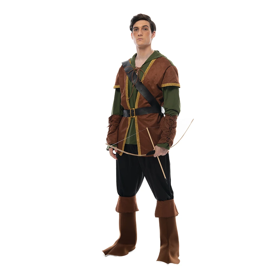 Snavify Pánsky lukostrelec kostým lesný lovec Robin Hood Cosplay pre Halloween Purim dospelých karnevalových osôb