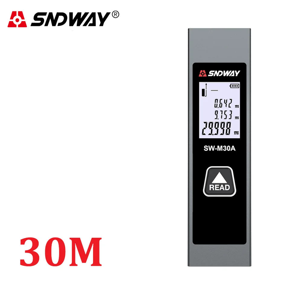 SNDWAY MINI laserový merač vzdialenosti 30 m digitálny diaľkomer laserová páska meranie merania meracieho pravítka Test Test nabíjateľného rozsahu