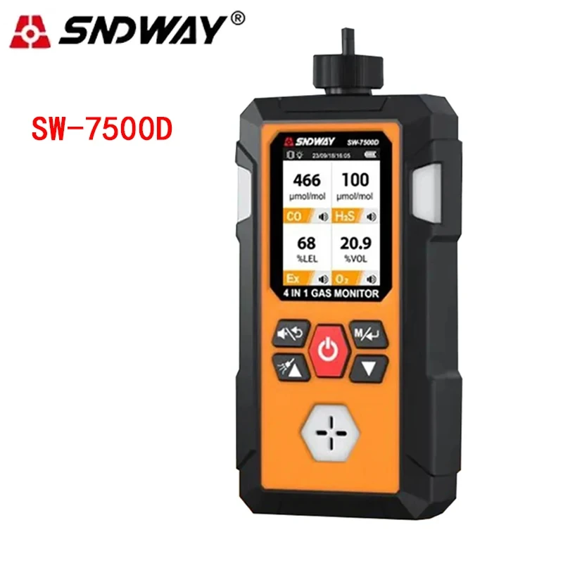 SNDWAY SW-7500D 4 v 1 detektor plynu O2 ex H2S CO Prenosné kyslíkové spaľovacie plyny