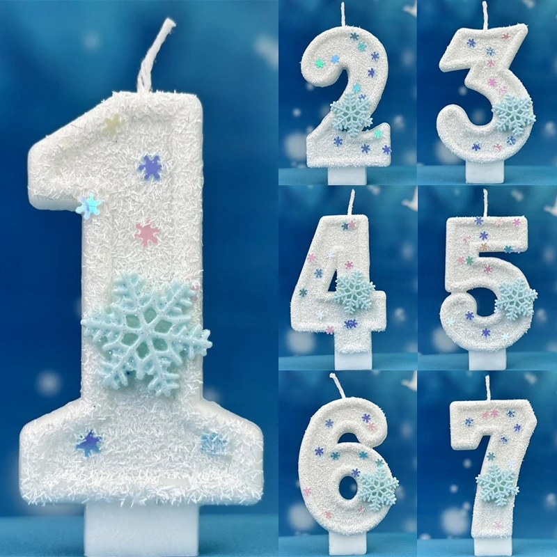 Snehové vločky Narodeniny sviečky kvetiny číslo koláča dekoratívne sviečky tortu tortu bábätká dekorácia velas cumpleaños