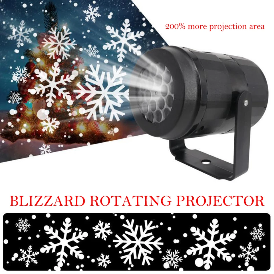Snehové vločky svetlá veľké vianočné ozdoby Party laserová LED s pódiom Rotujúca vianočné osvetlenie Holiday Garden Decor
