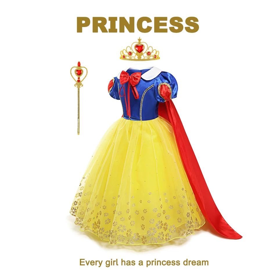 Snehulienka Biela princezná šaty Halloween čipky guľôčkové šaty Detské párty k narodeninám oblečenie deti fantasy karikatúra cosplay kostým kostým
